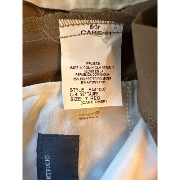 Perry Ellis Portfolio Mens Taupe Dress Pants Size 7 Reg Adjustable Waist Polyest - Picture 2 of 6